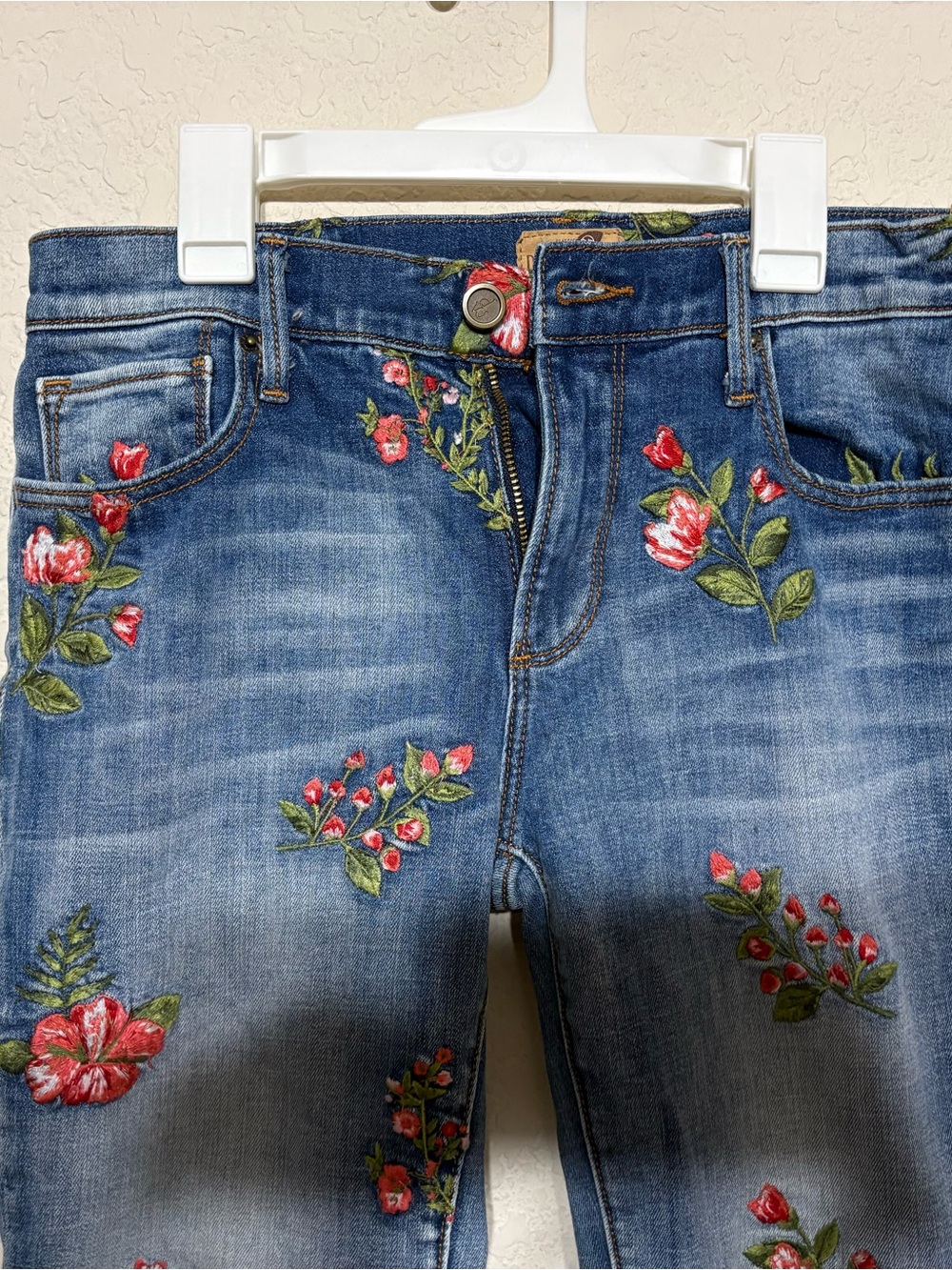 DRIFTWOOD Jackie Skinny Jeans with Red Floral Embroidery - Picture 3 of 11